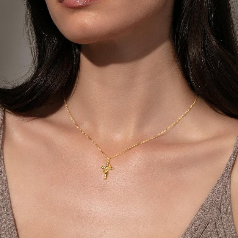 Robaice Upgraded Crown Cross Necklace for Women, 14K Gold Plated Crown Cross Pendant Necklace, Non-Tarnish Faith Jewelry for Women, Christian Religious Gifts for Her - Image 2